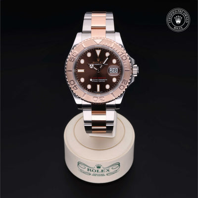 Rolex Certified Pre-owned Yacht-Master M116621-0001 front on black background