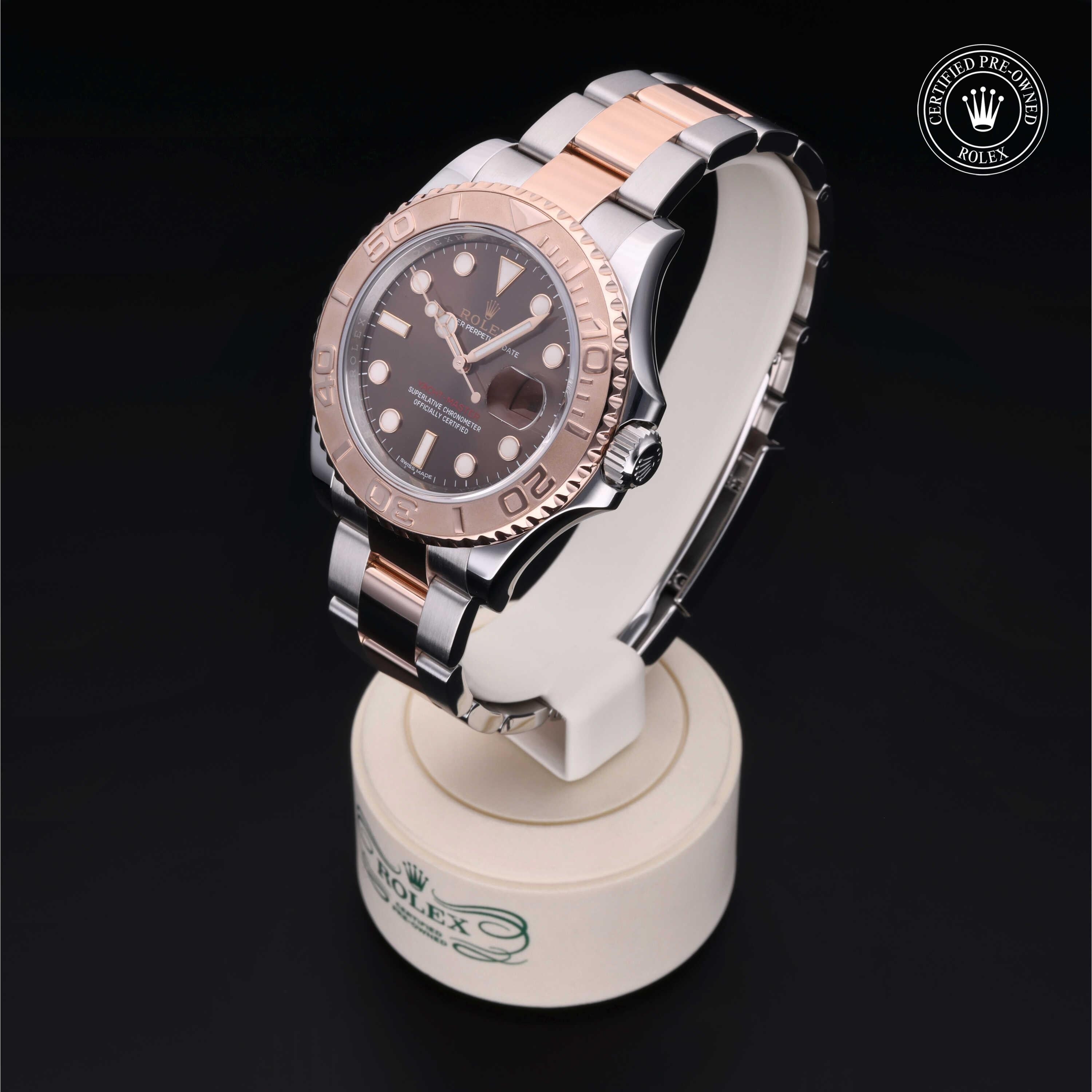 Rolex Certified Pre-owned Yacht-Master M116621-0001 front on black background