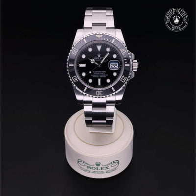 Rolex Certified Pre-owned Submariner M116610LN-0001 front on black background