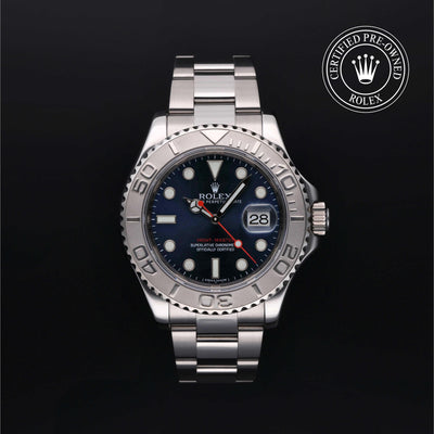 Rolex Certified Pre-owned Yacht-Master M116622-0001 front on black background