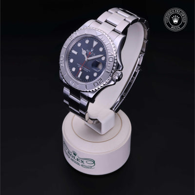 Rolex Certified Pre-owned Yacht-Master M116622-0001 front on black background