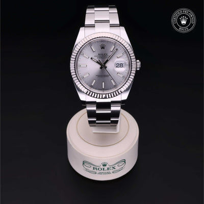 Rolex Certified Pre-owned Datejust M126334-0003 front on black background