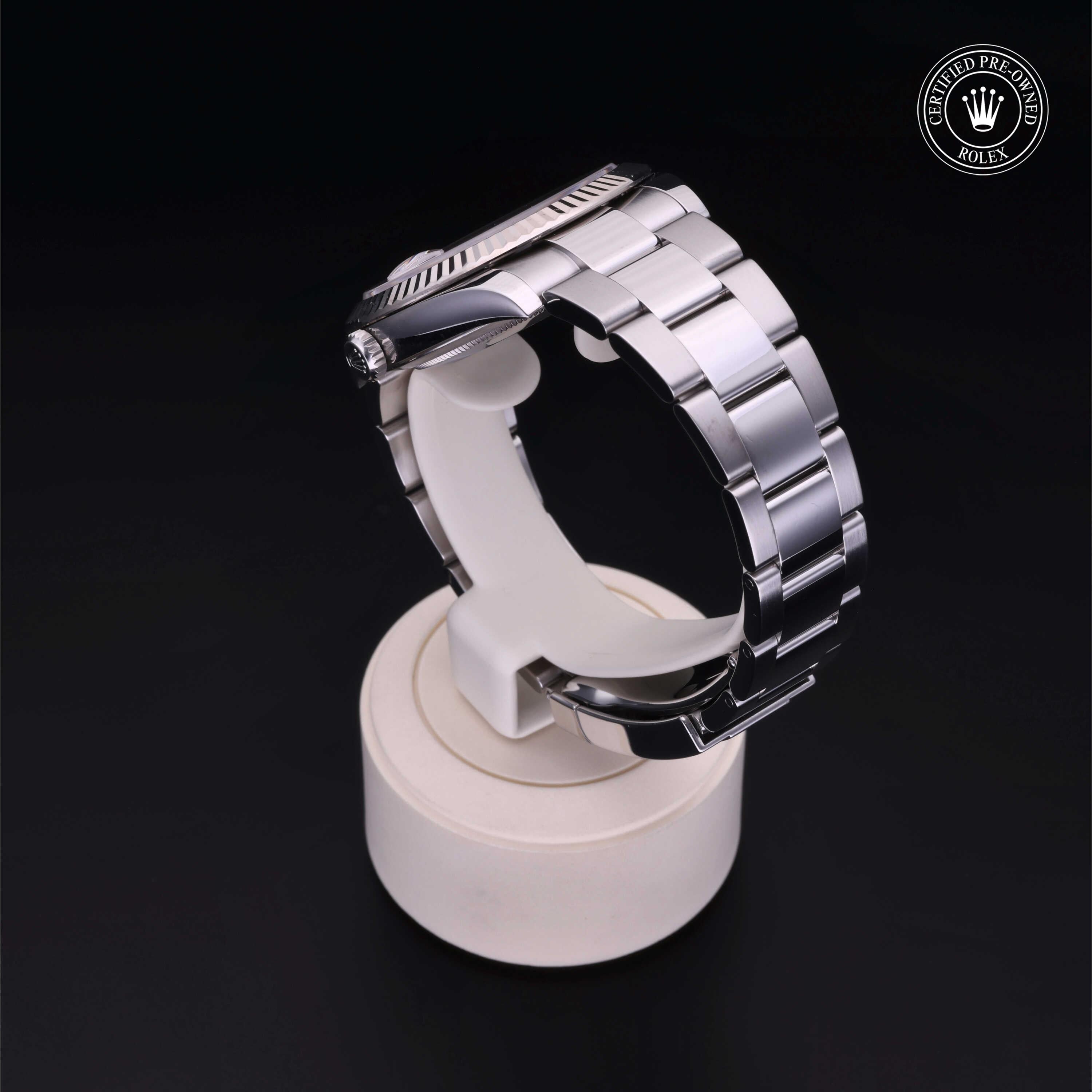 Rolex Certified Pre-owned Datejust M126334-0003 front on black background