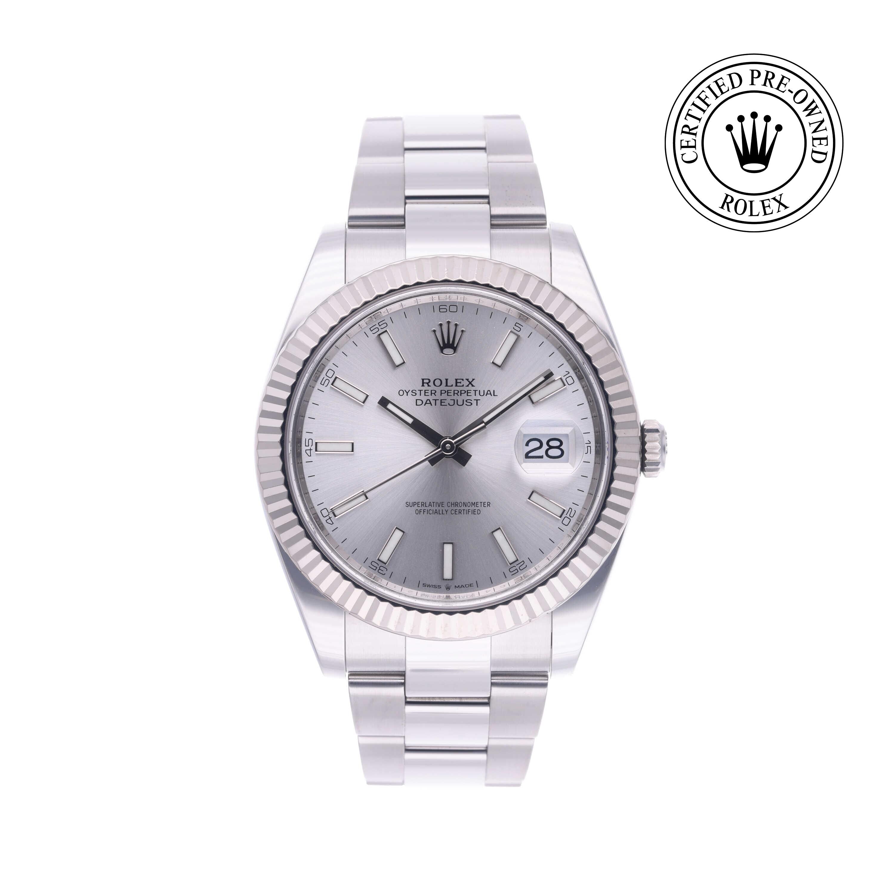 Rolex Certified Pre-owned Datejust M126334-0003 front on white background