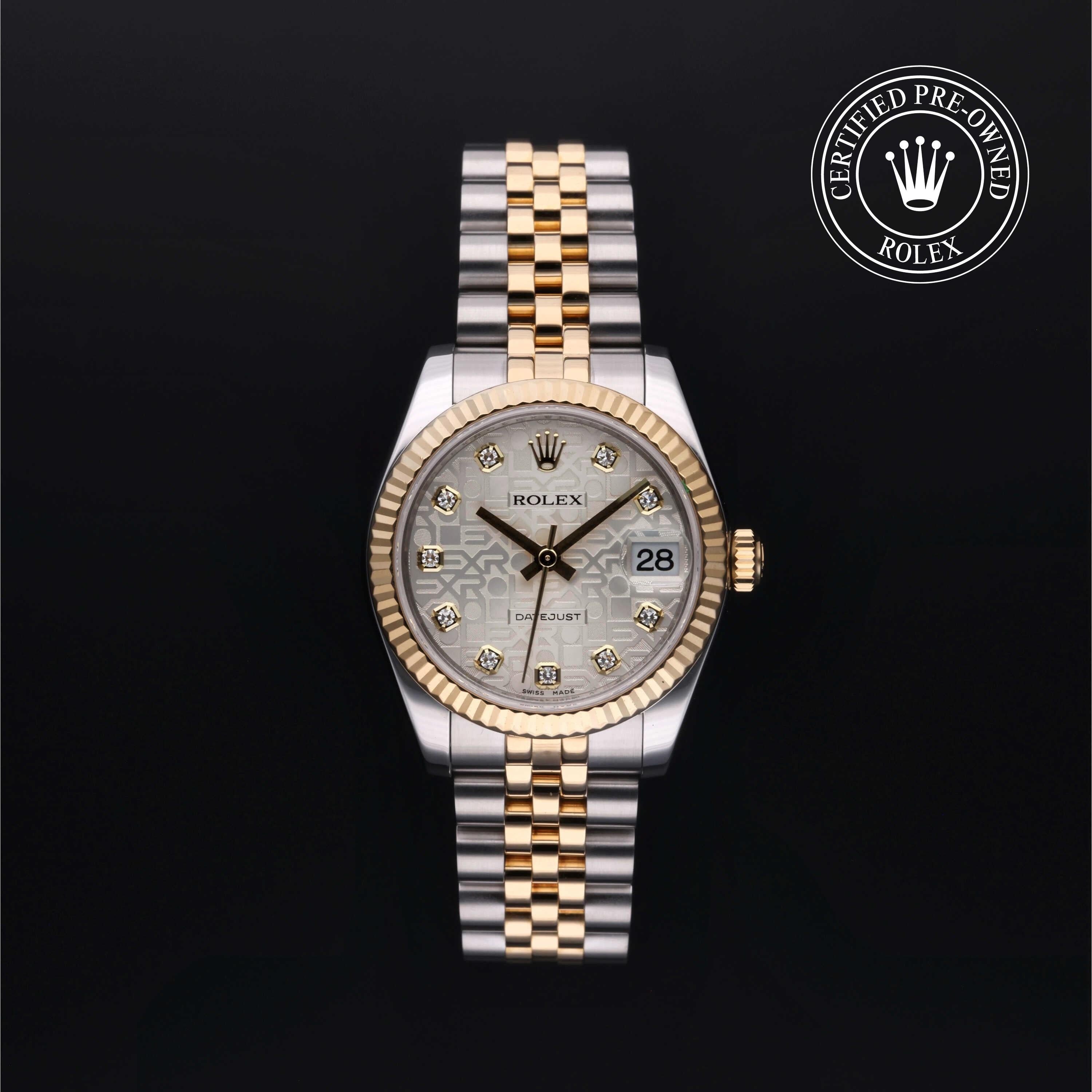 Rolex Certified Pre-owned Lady Datejust M178273-0006 front on black background