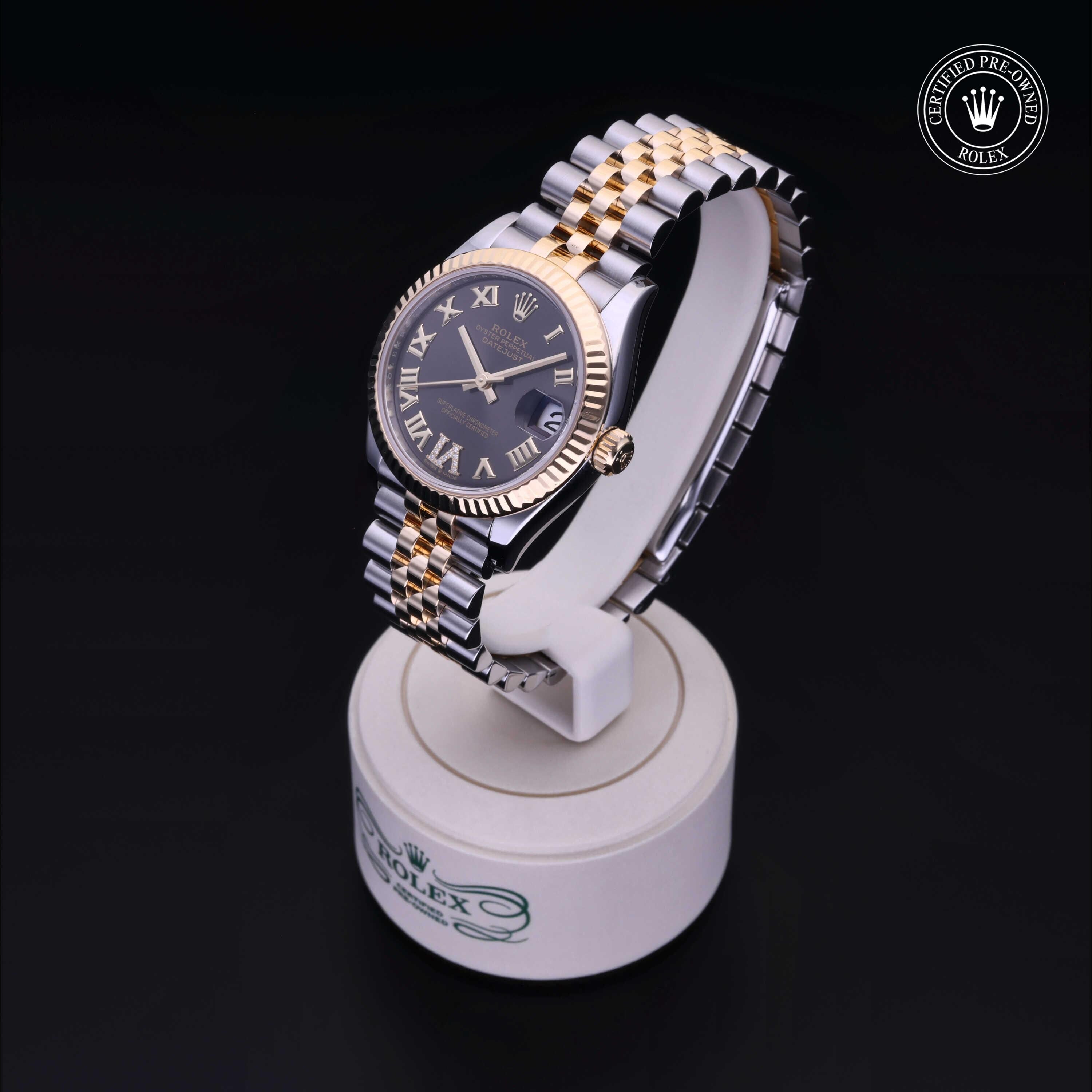 Rolex Certified Pre-owned Lady Datejust M278273-0018 front on black background