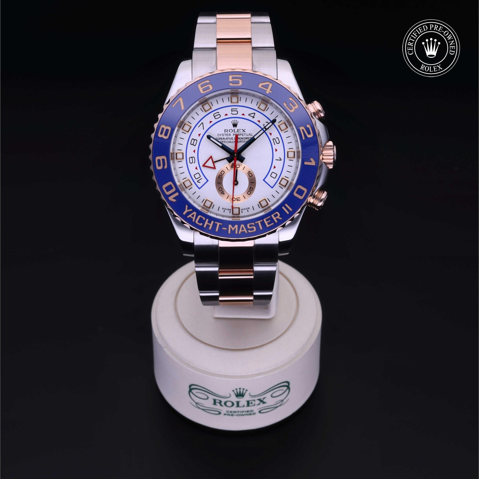 Rolex Certified Pre-owned Yacht-Master M116681-0001 front on black background