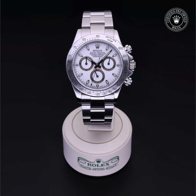 Rolex Certified Pre-owned Daytona M116520-0007 front on black background