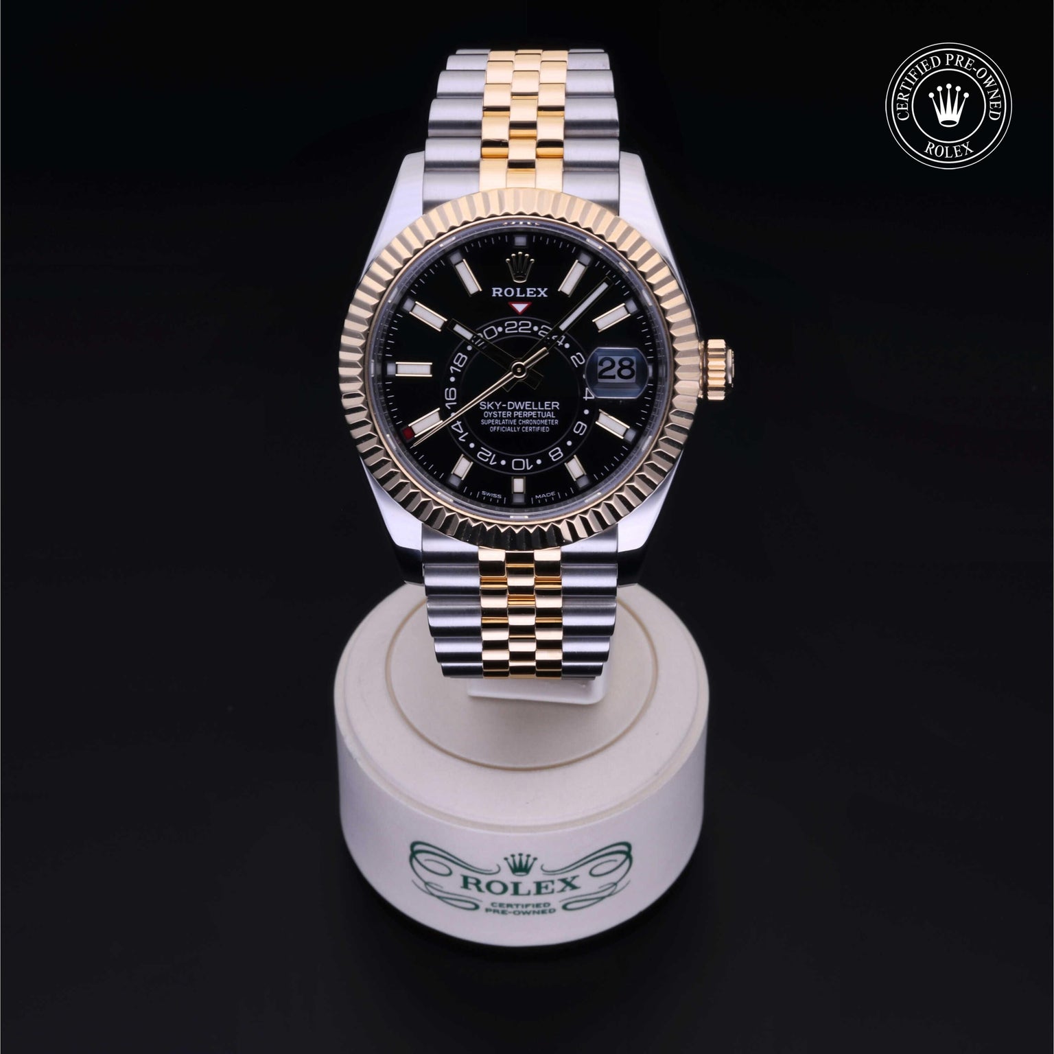 Rolex Certified Pre-owned Sky-Dweller M326933-0005 front on black background