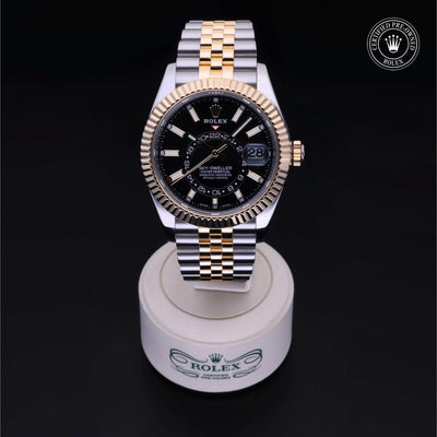 Rolex Certified Pre-owned Sky-Dweller M326933-0005 front on black background