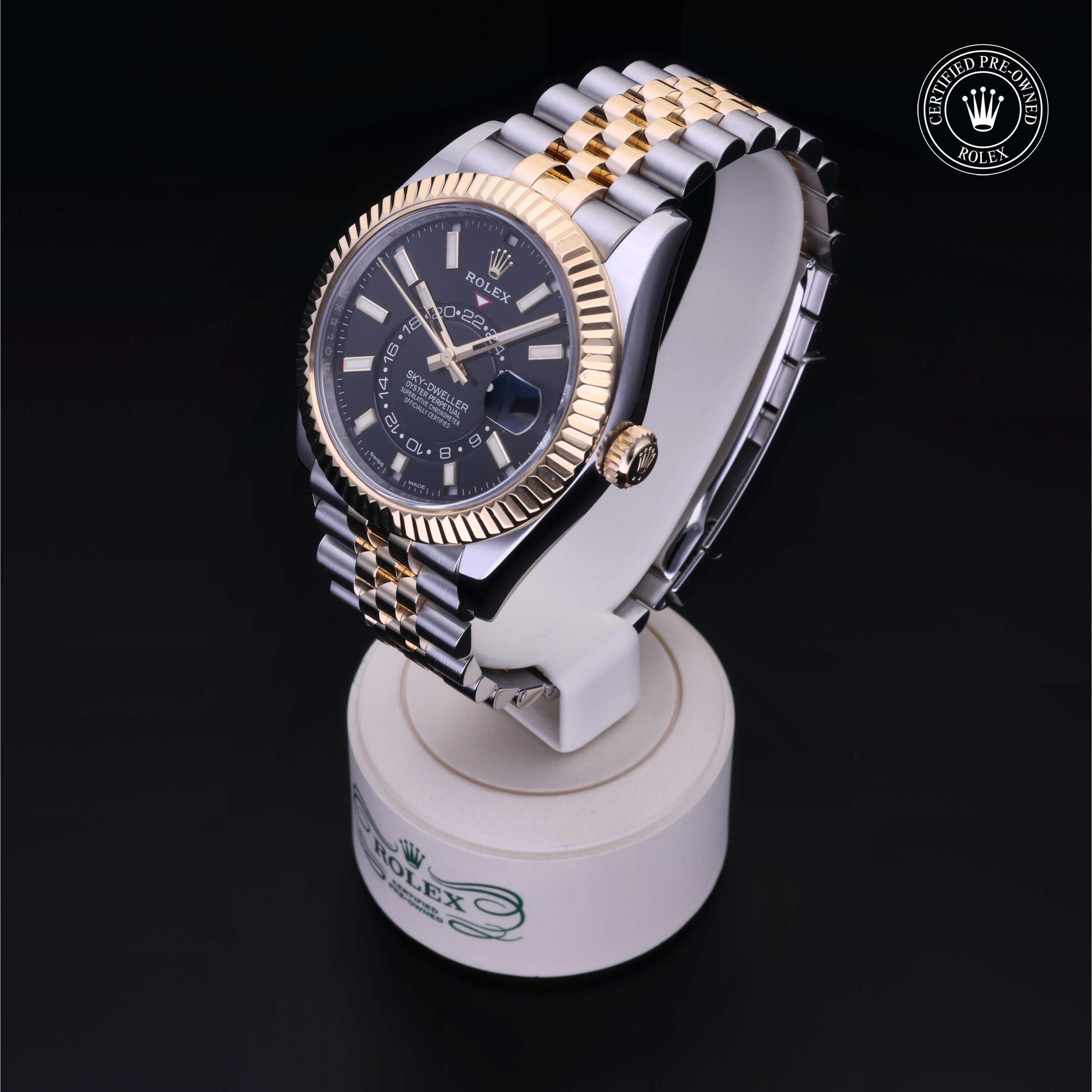 Rolex Certified Pre-owned Sky-Dweller M326933-0005 front on black background