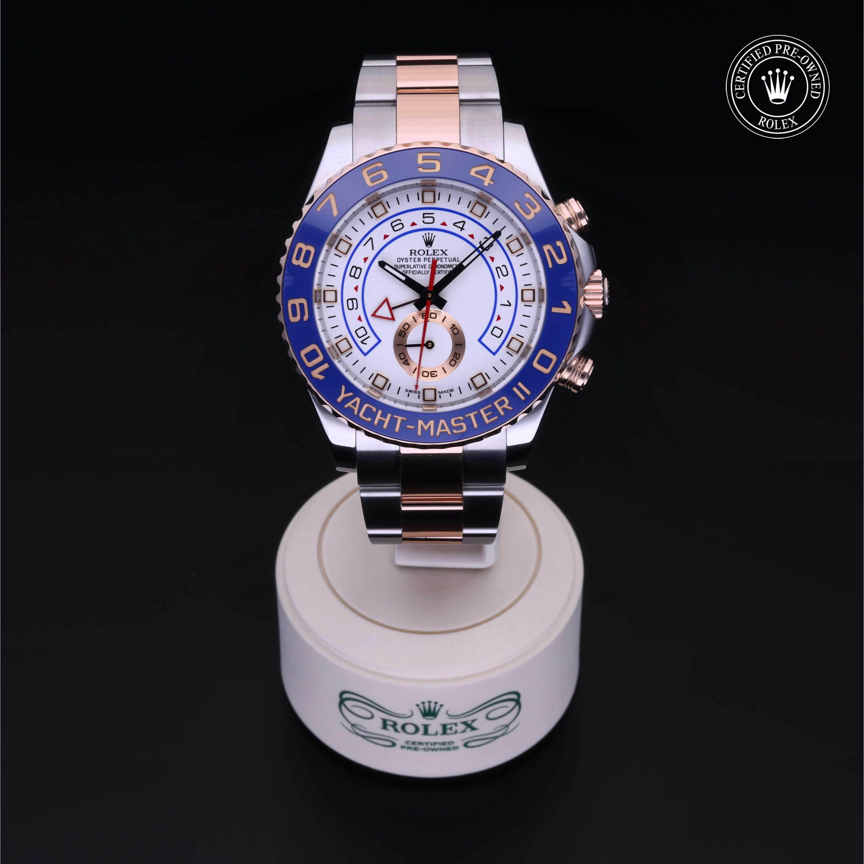 Rolex Certified Pre-owned Yacht-Master M116681-0001 front on black background