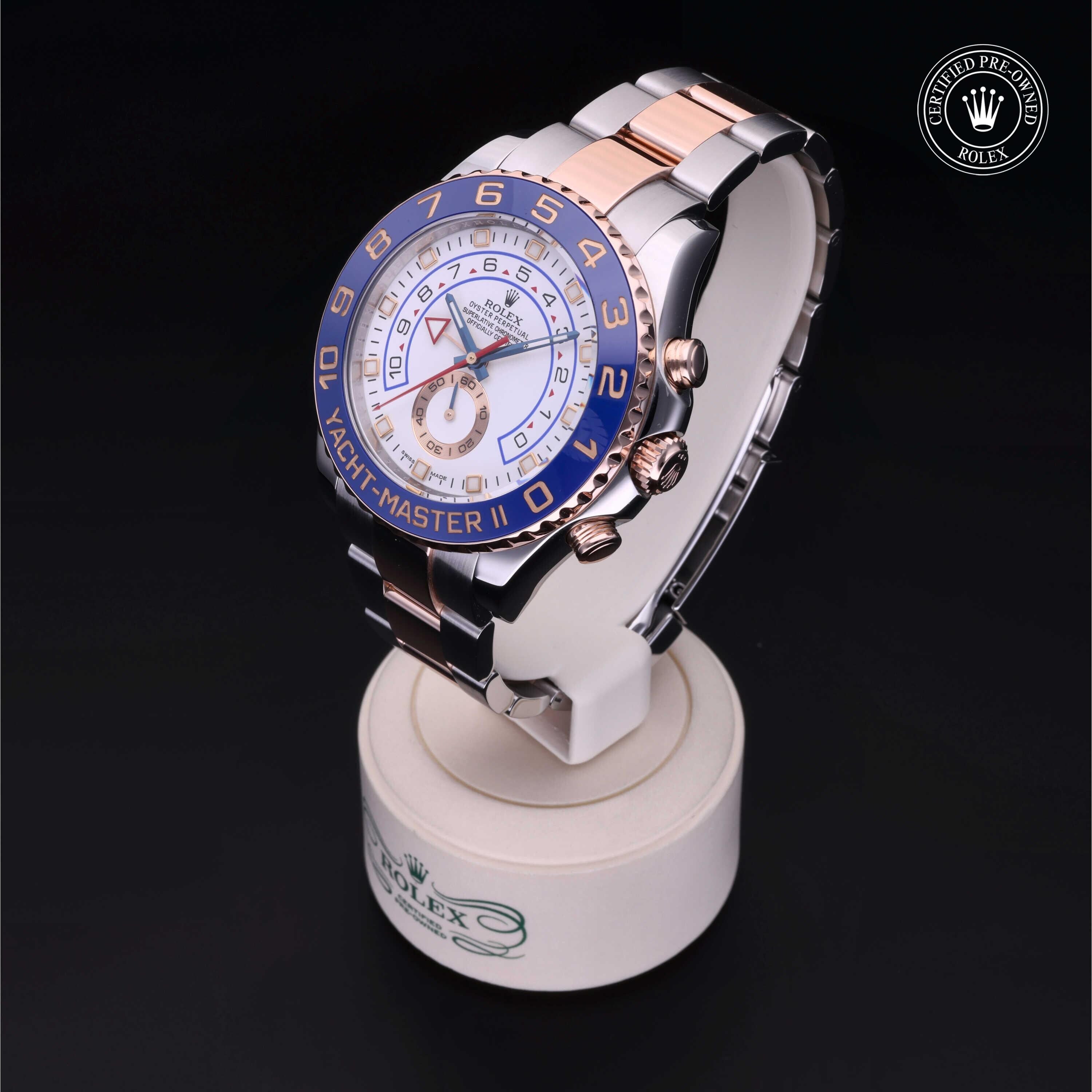 Rolex Certified Pre-owned Yacht-Master M116681-0001 front on black background
