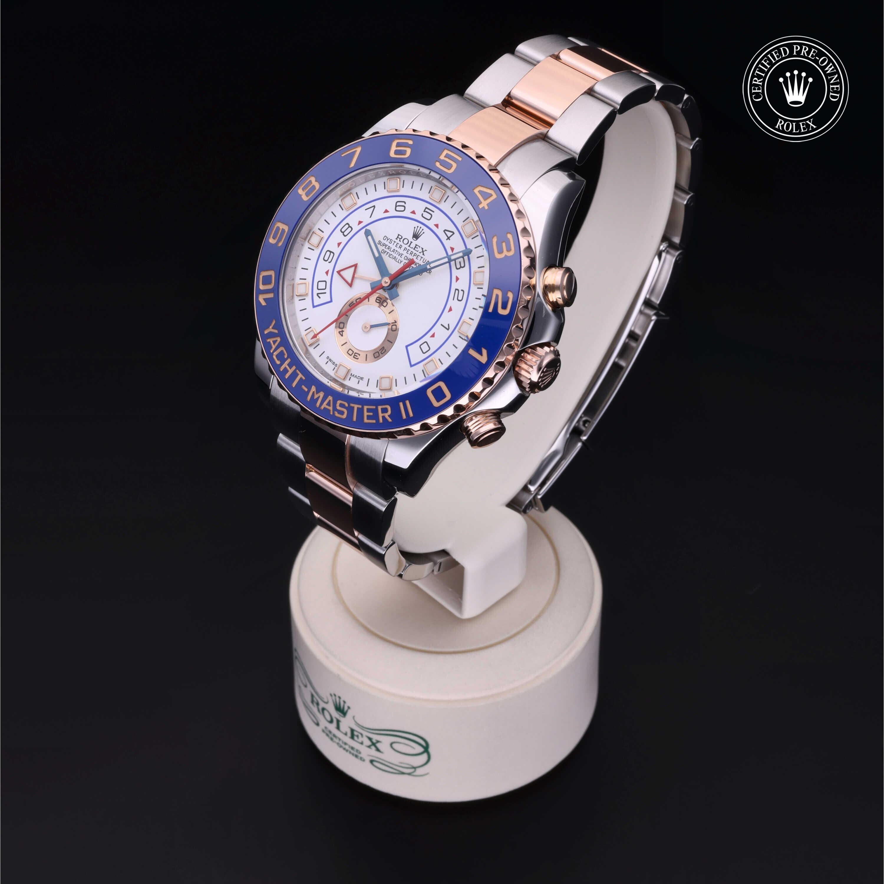 Rolex Certified Pre-owned Yacht-Master M116681-0001 front on black background