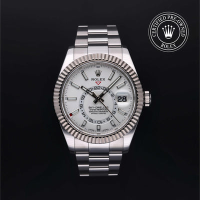 Rolex Certified Pre-owned Sky-Dweller M326934-0001 front on black background