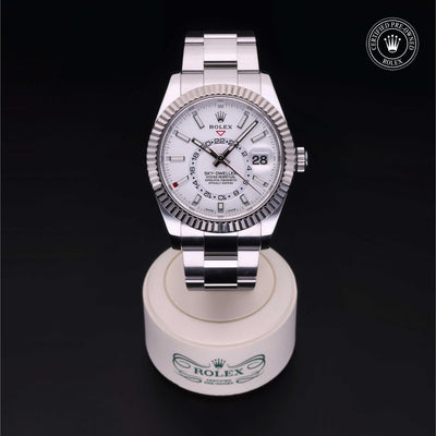 Rolex Certified Pre-owned Sky-Dweller M326934-0001 front on black background
