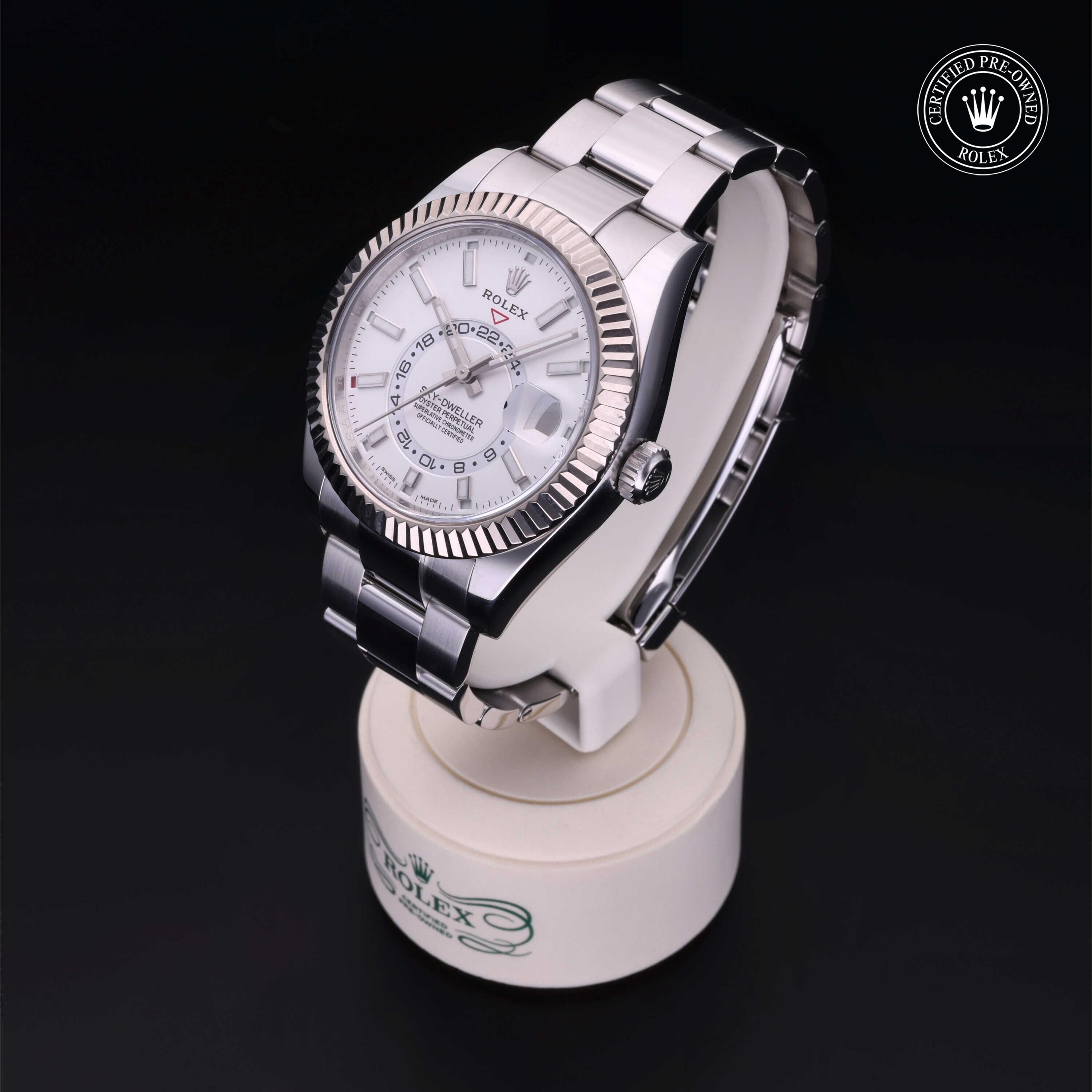 Rolex Certified Pre-owned Sky-Dweller M326934-0001 front on black background