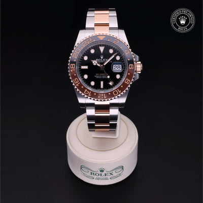 Rolex Certified Pre-owned GMT M126711CHNR-0002 front on black background