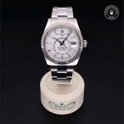 Rolex Certified Pre-owned Sky-Dweller M326934-0001 front on black background