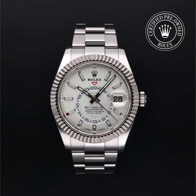 Rolex Certified Pre-owned Sky-Dweller M326934-0001 front on black background