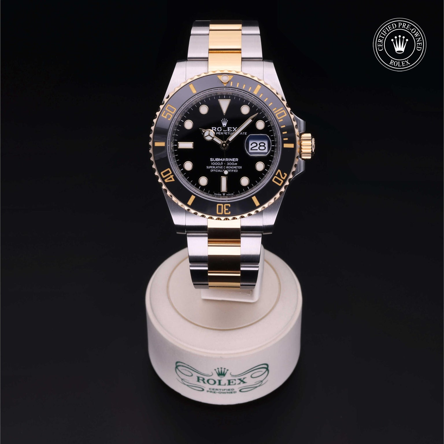 Rolex Certified Pre-owned Submariner M126613LN-0002 front on black background
