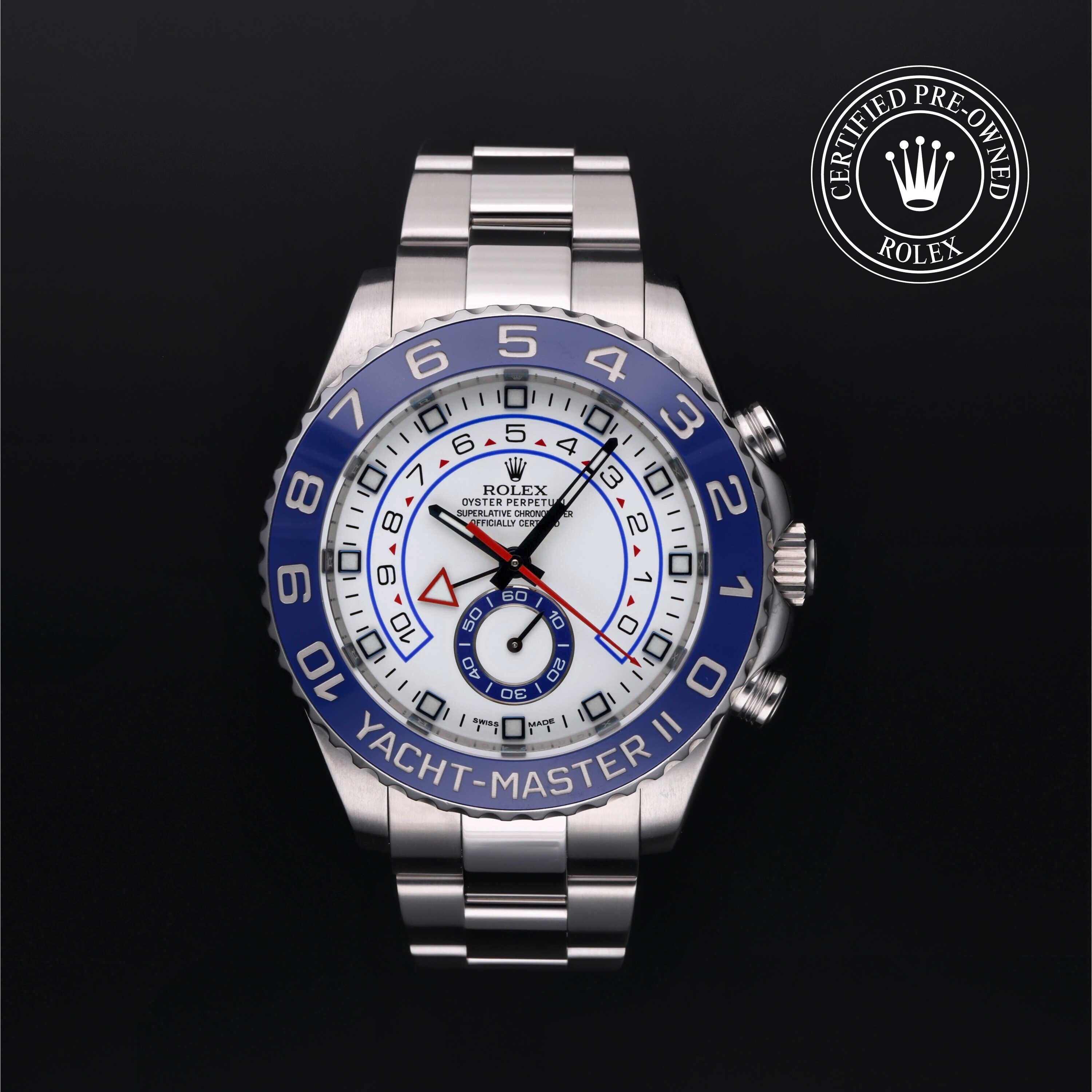 Rolex Certified Pre-owned Yacht-Master M116680-0001 front on black background