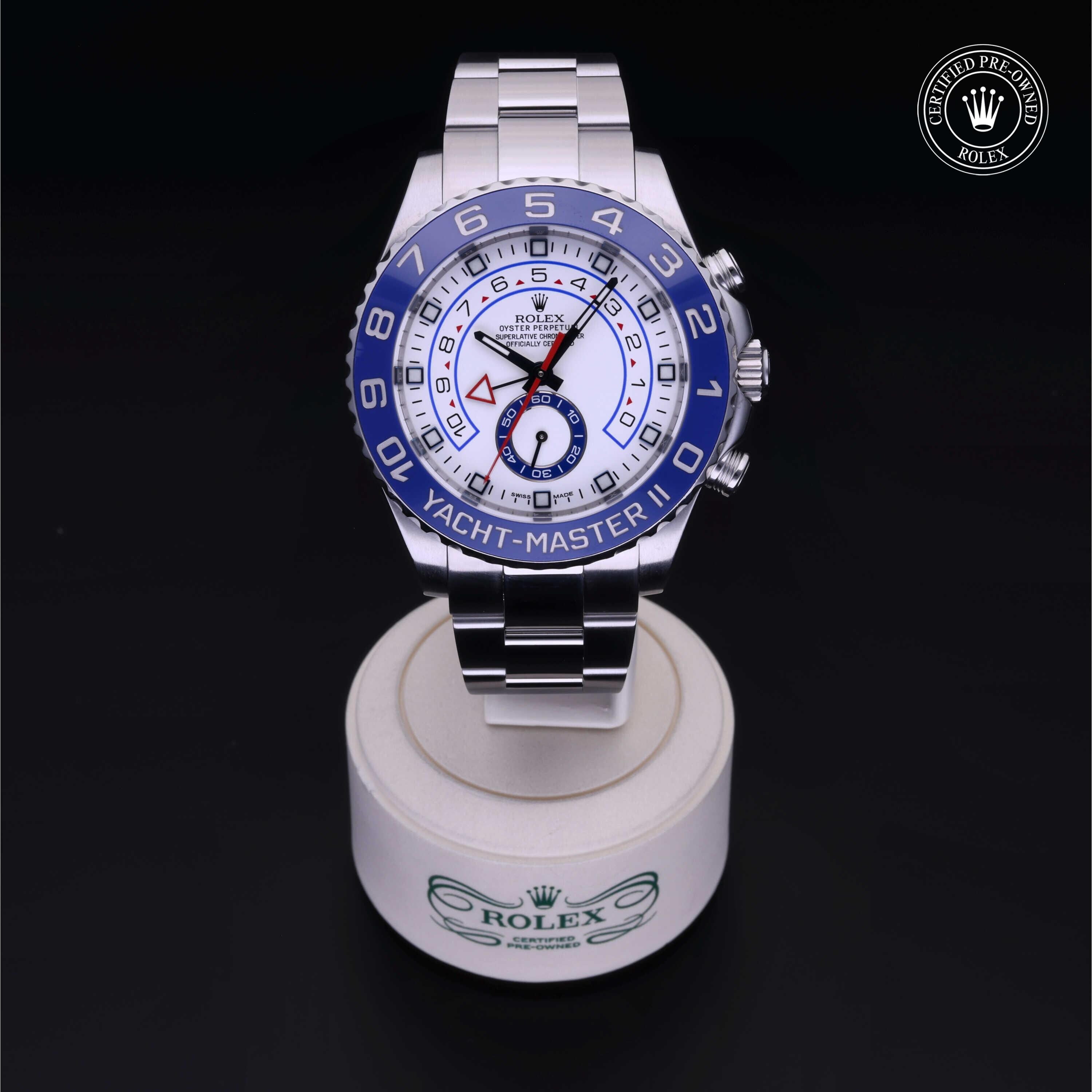 Rolex Certified Pre-owned Yacht-Master M116680-0001 front on black background