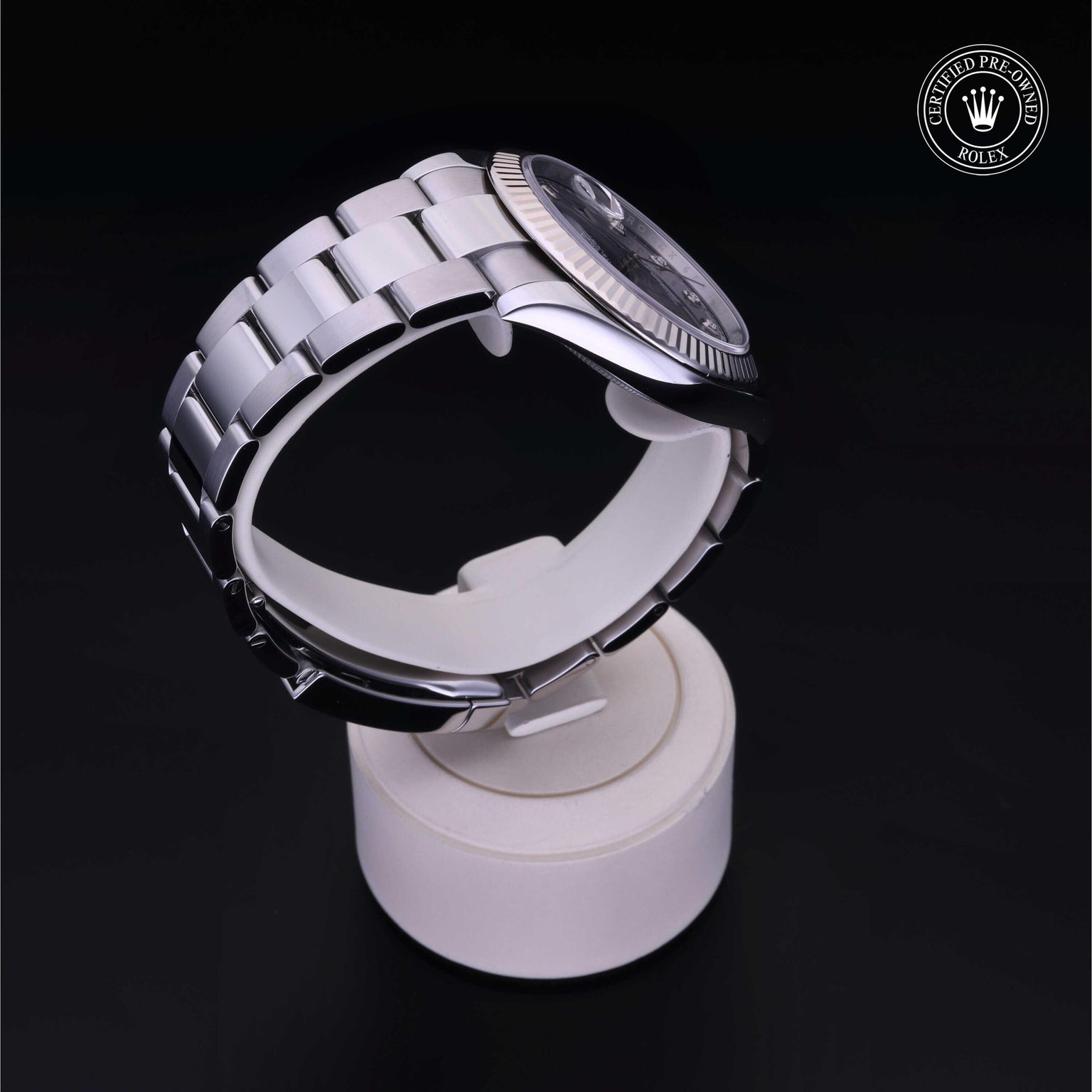 Rolex Certified Pre-owned Datejust M126334-0005 front on black background