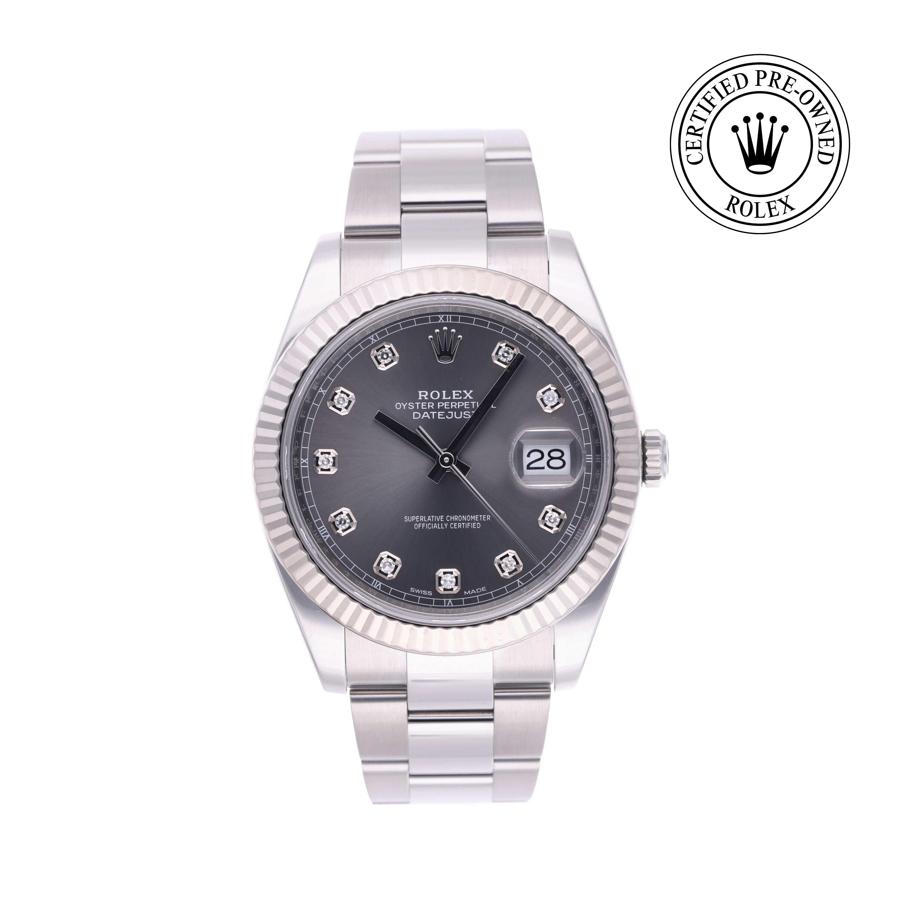 Rolex Certified Pre-owned Datejust M126334-0005 front on white background