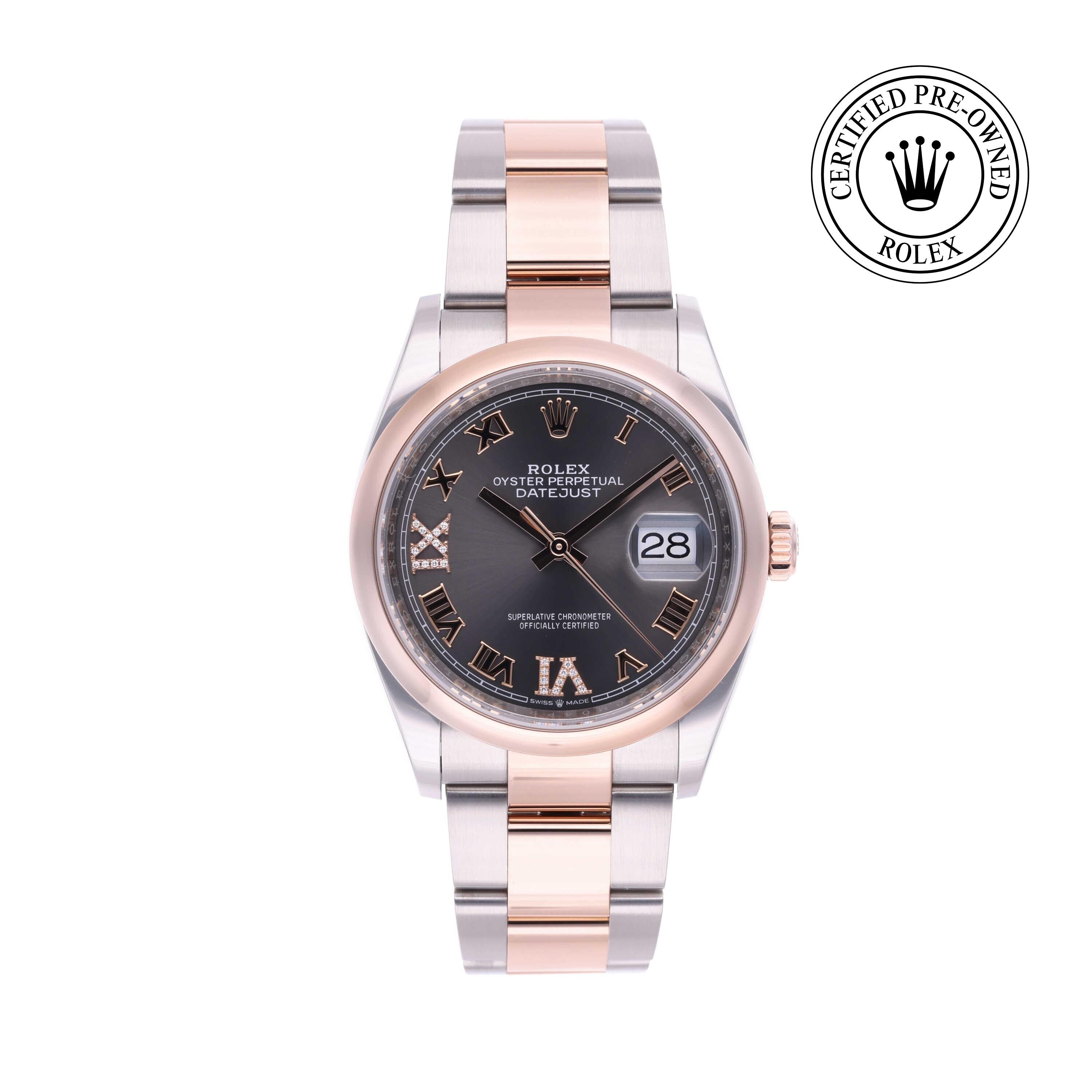 Rolex Certified Pre-owned Datejust M126201-0024 front on white background