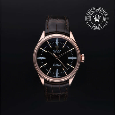 Rolex Certified Pre-owned Cellini M50505-0005 front on black background