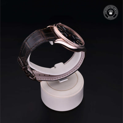 Rolex Certified Pre-owned Cellini M50505-0005 front on black background