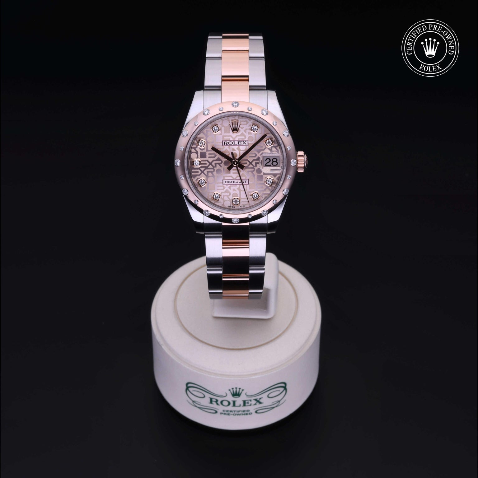 Rolex Certified Pre-owned Lady Datejust M178341-0010 front on black background