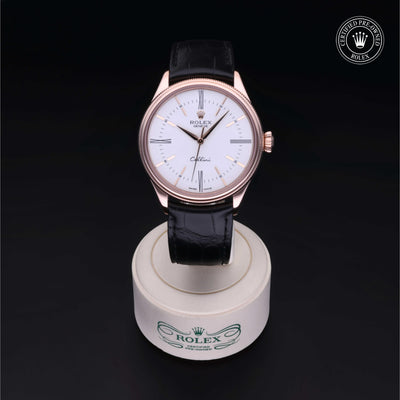 Rolex Certified Pre-owned Cellini M50505-0006 front on black background