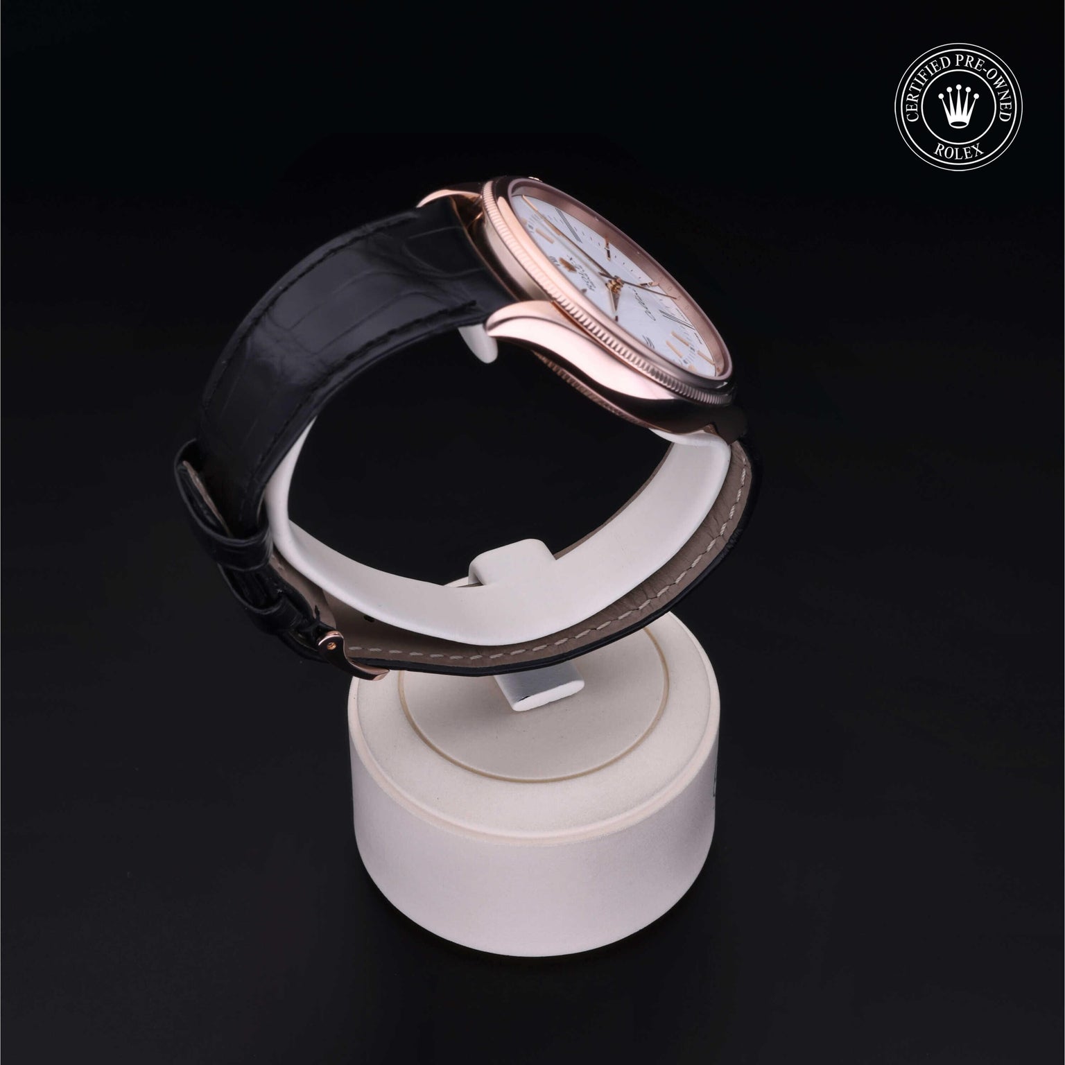 Rolex Certified Pre-owned Cellini M50505-0006 front on black background