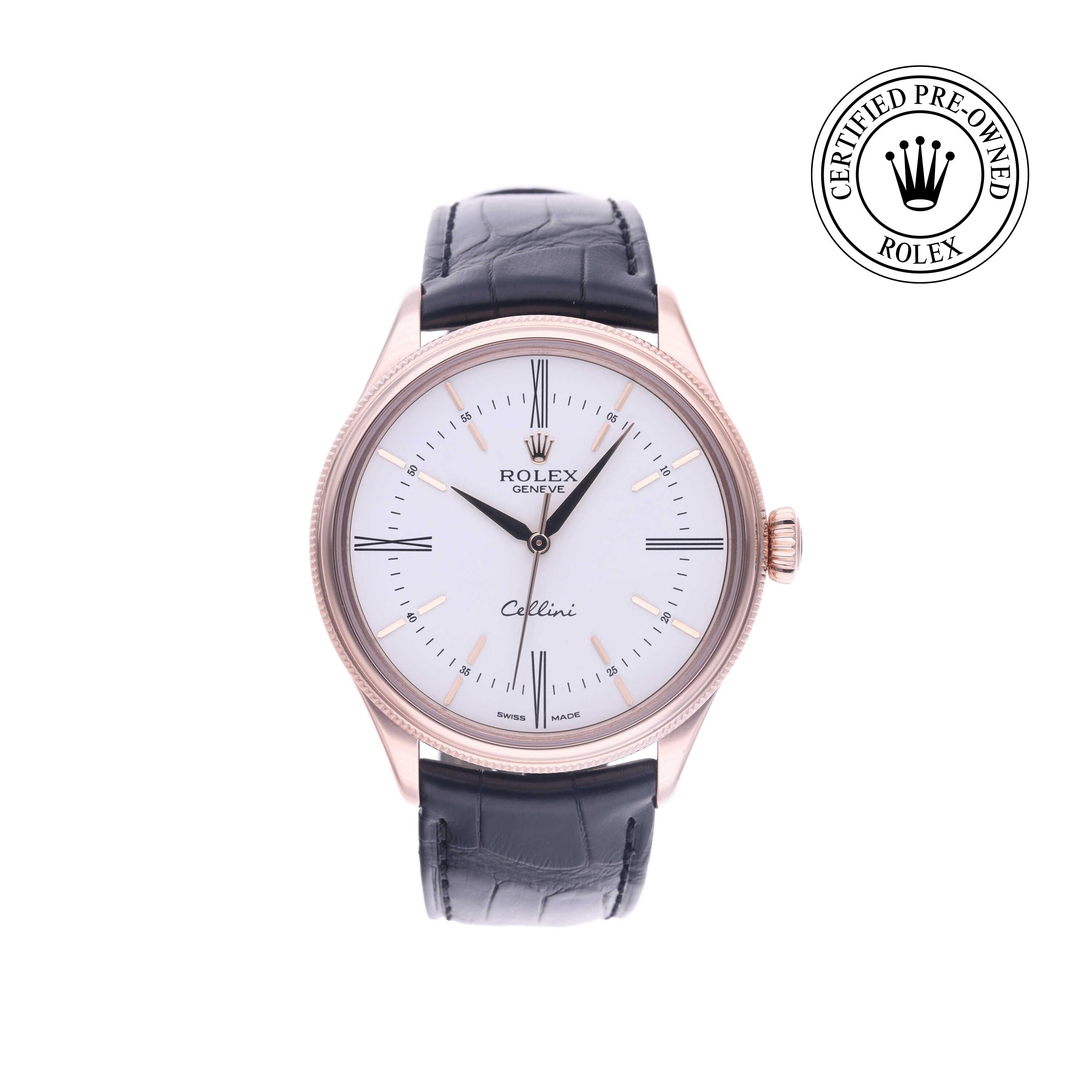 Rolex Certified Pre-owned Cellini M50505-0006 front on white background