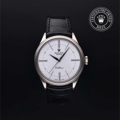 Rolex Certified Pre-owned Cellini M50509-0005 front on black background