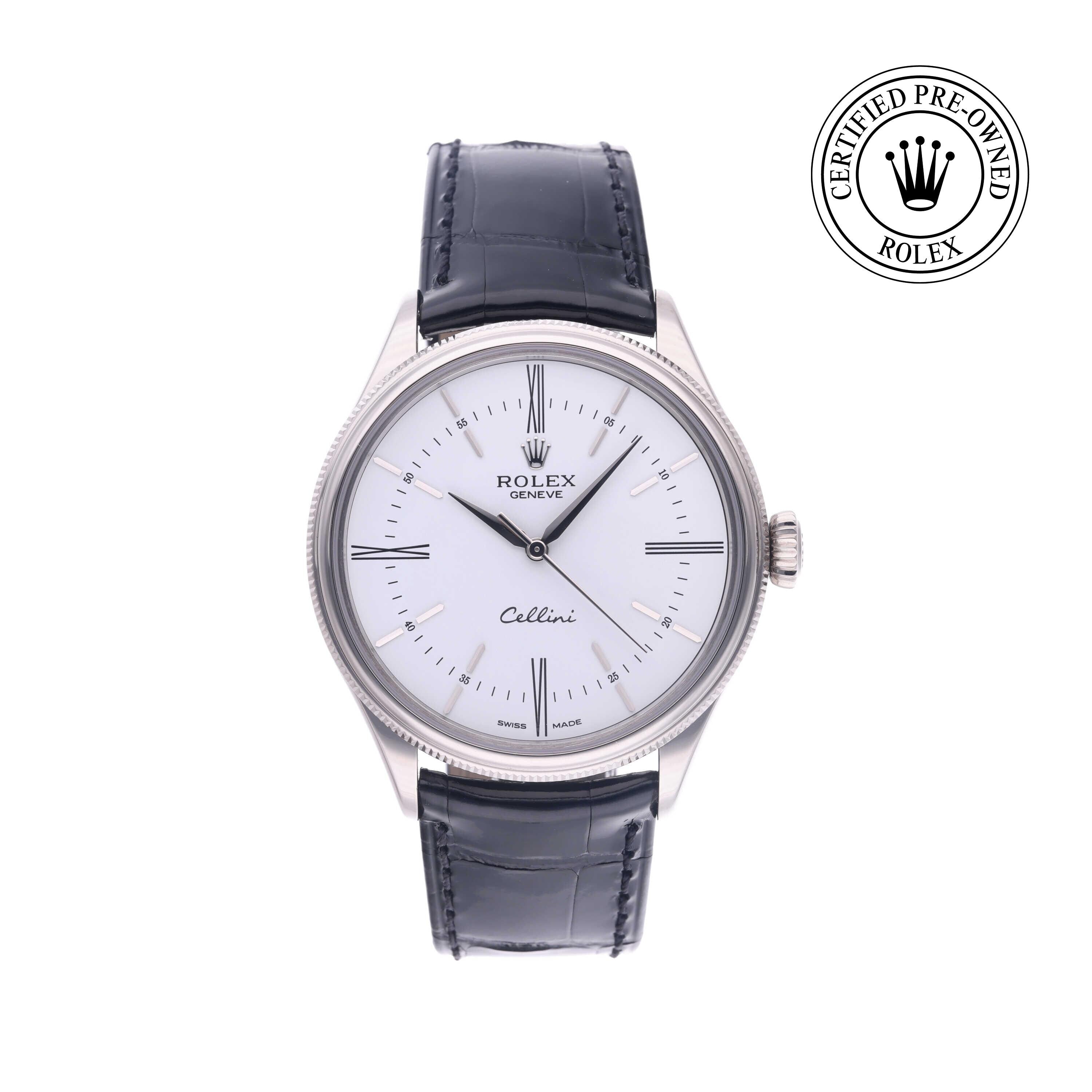 Rolex Certified Pre-owned Cellini M50509-0005 front on white background