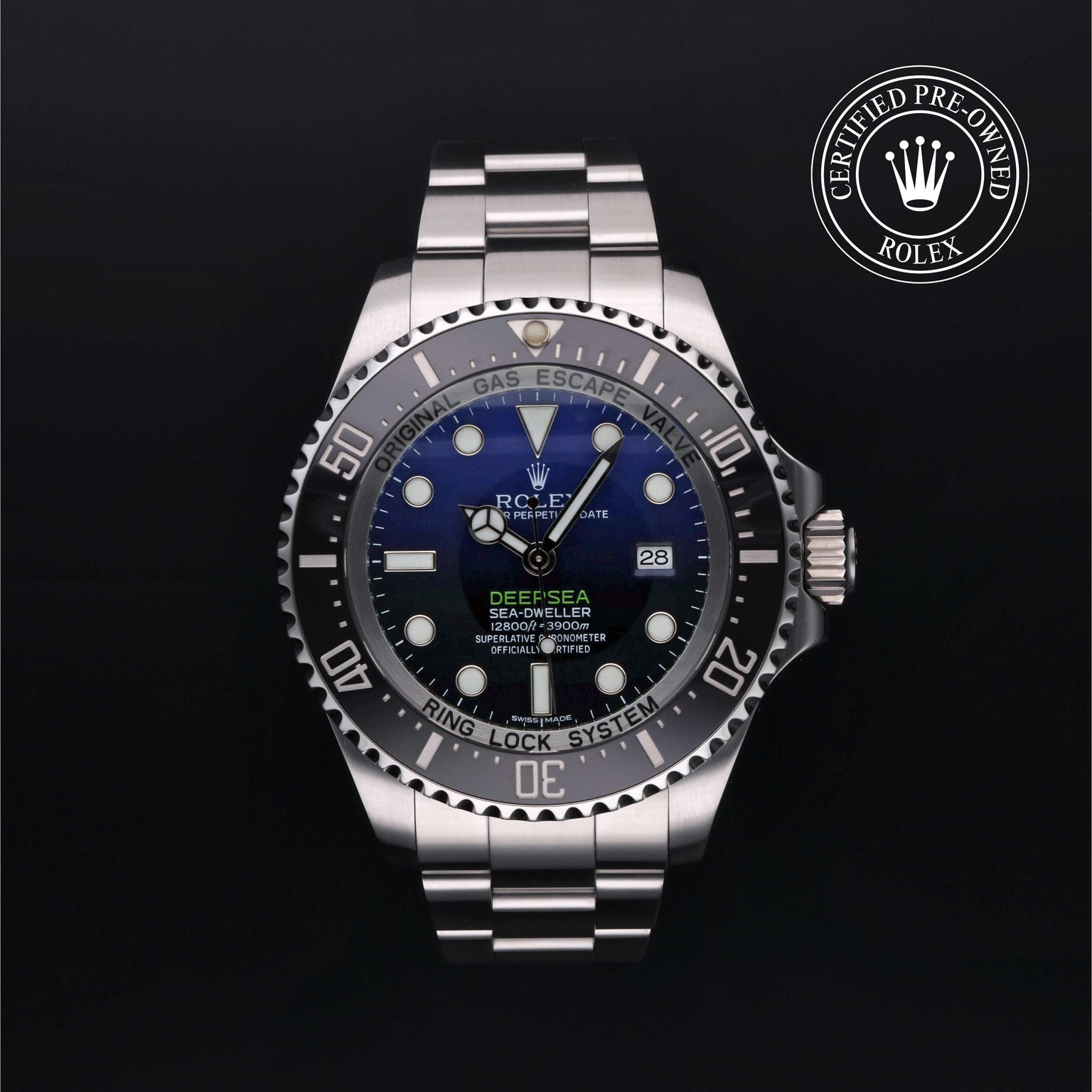 Rolex Certified Pre-owned Sea-Dweller M116660-0003 front on black background