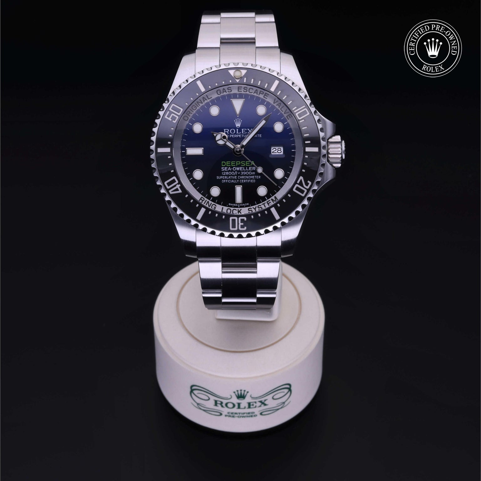 Rolex Certified Pre-owned Sea-Dweller M116660-0003 front on black background
