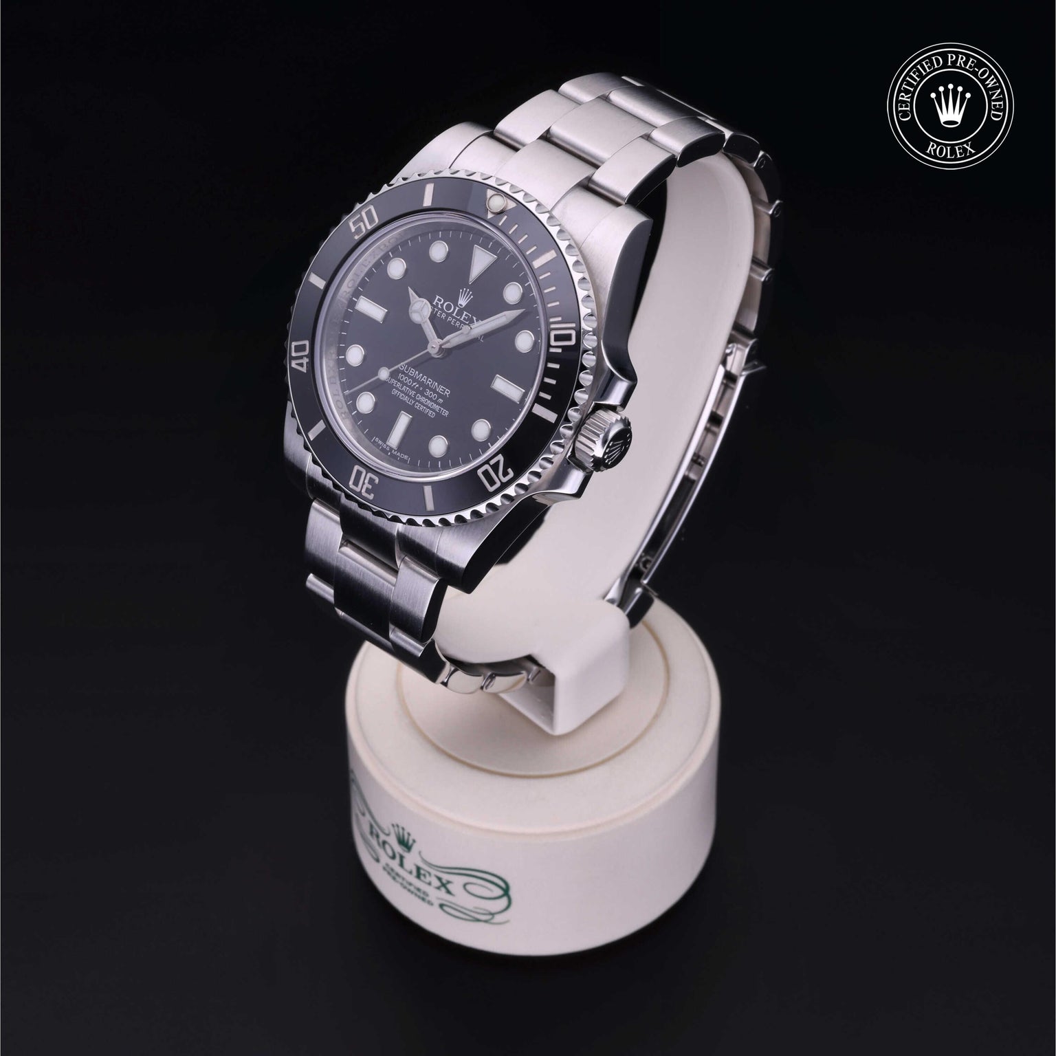 Rolex Certified Pre-owned Submariner M114060-0002 front on black background