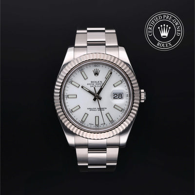 Rolex Certified Pre-owned Datejust M116334-0006 front on black background