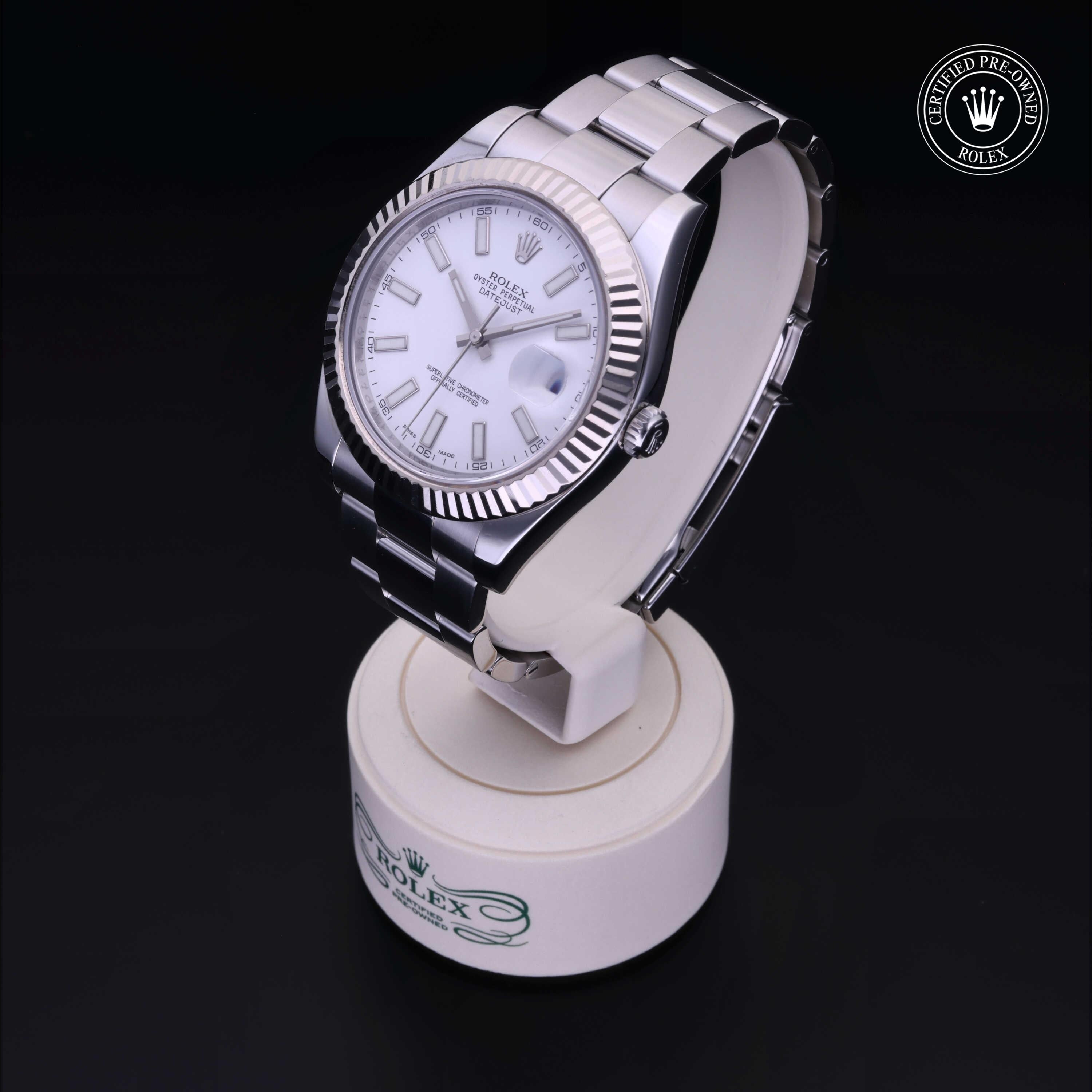 Rolex Certified Pre-owned Datejust M116334-0006 front on black background