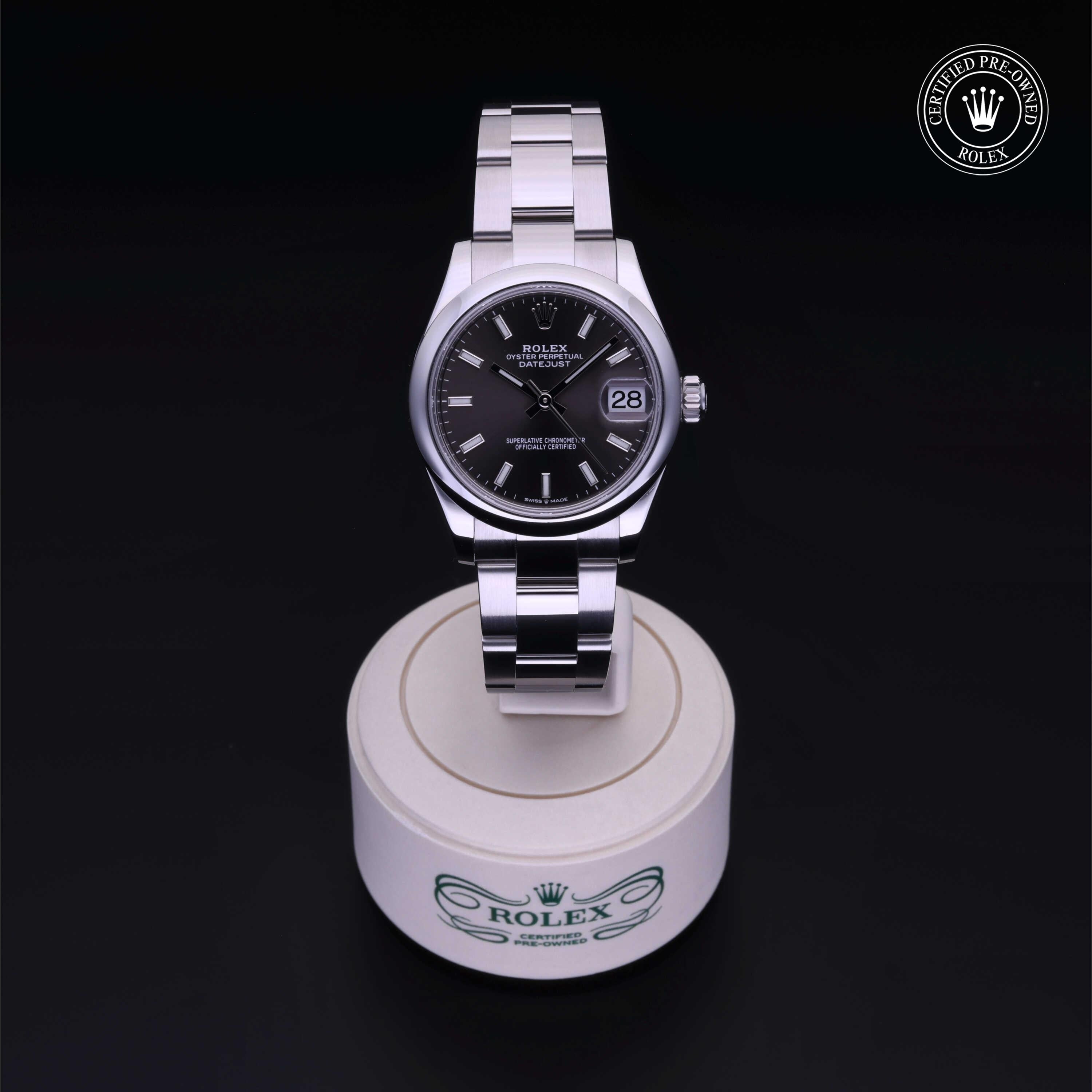 Rolex Certified Pre-owned Lady Datejust M278240-0009 front on black background
