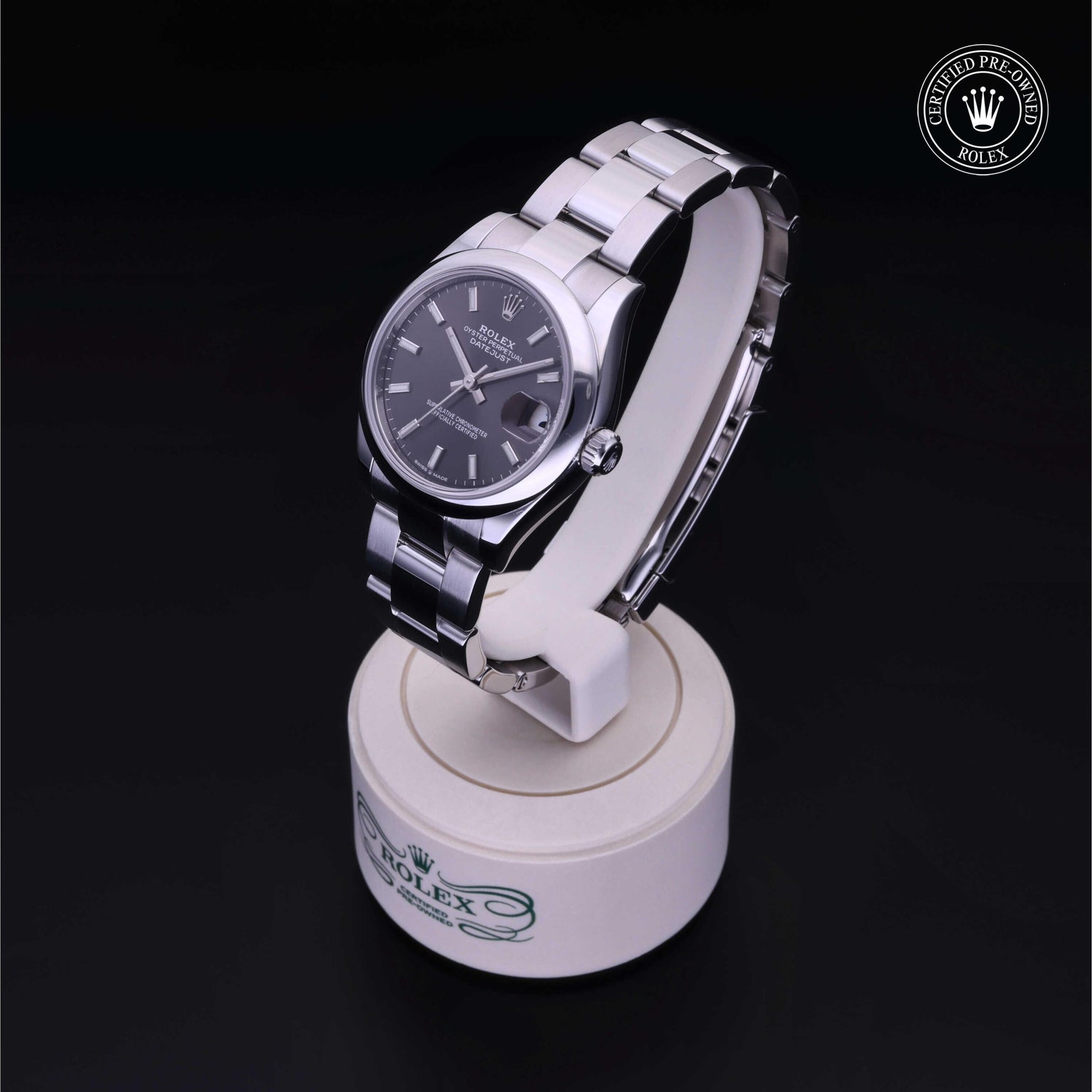 Rolex Certified Pre-owned Lady Datejust M278240-0009 front on black background