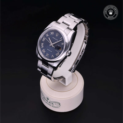 Rolex Certified Pre-owned Datejust M116200-0081 front on black background