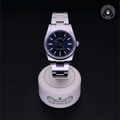 Rolex Certified Pre-owned Oyster Perpetual M124200-0003 front on black background