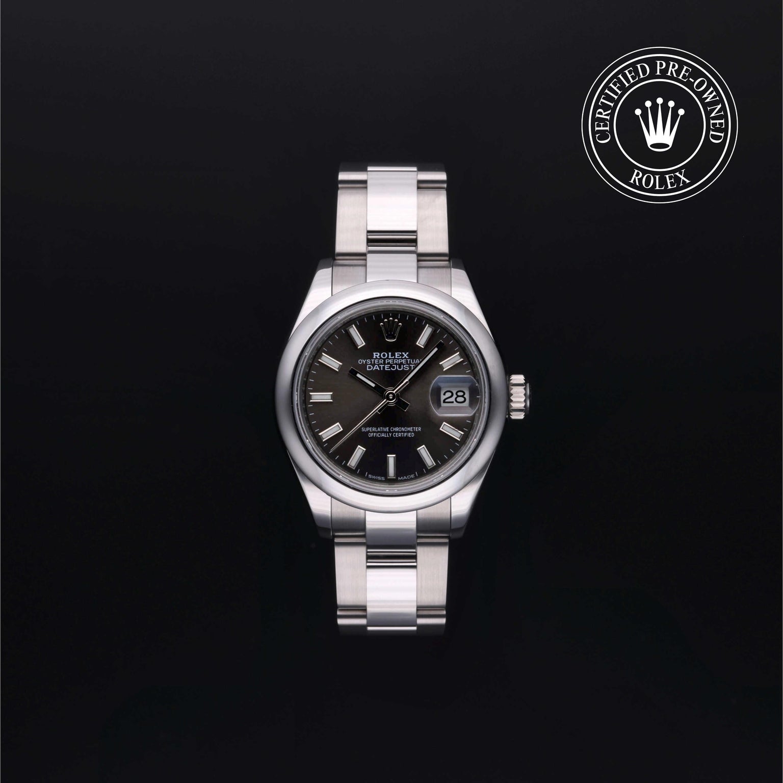 Rolex Certified Pre-owned Lady Datejust M279160-0010 front on black background