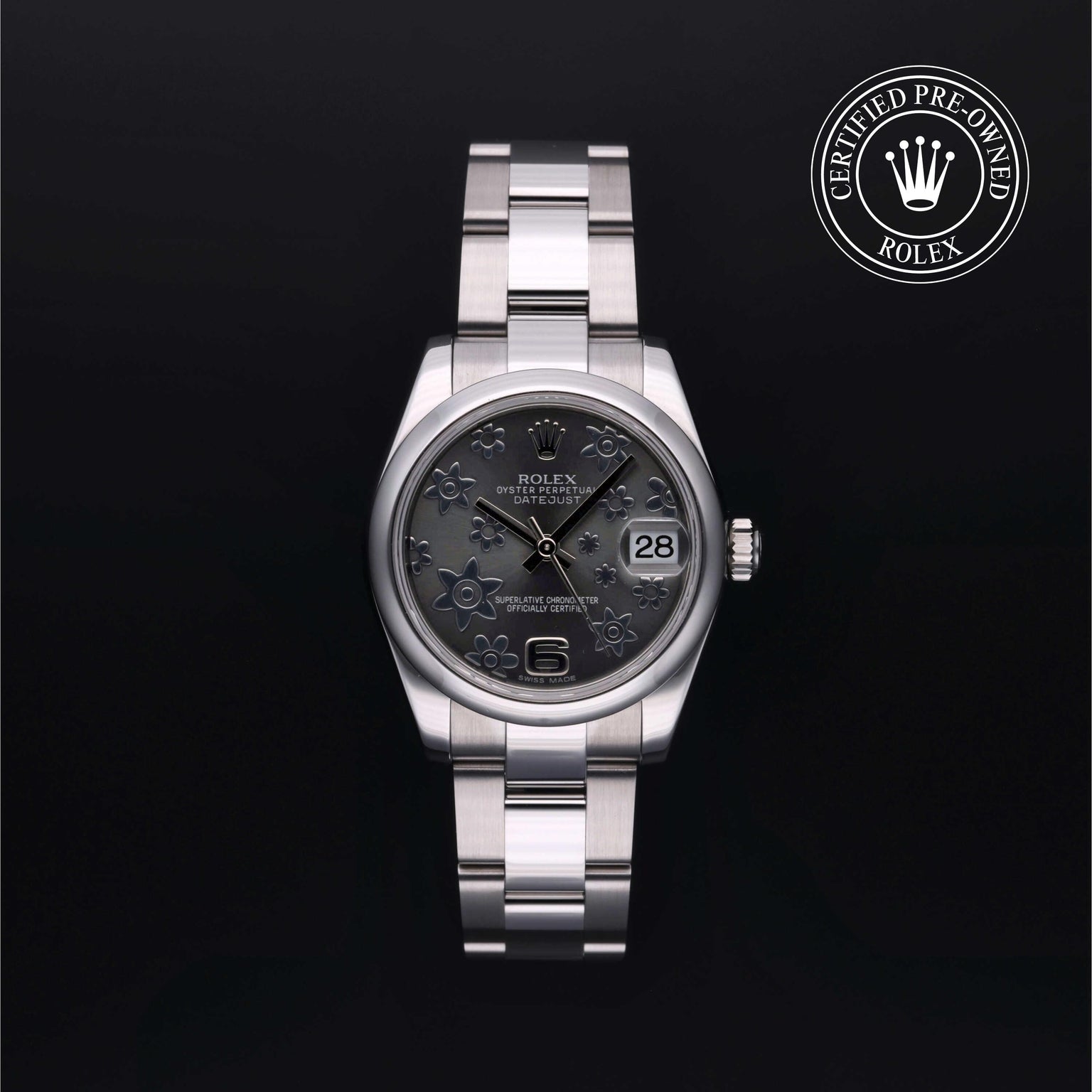 Rolex Certified Pre-owned Lady Datejust M178240-0040 front on black background