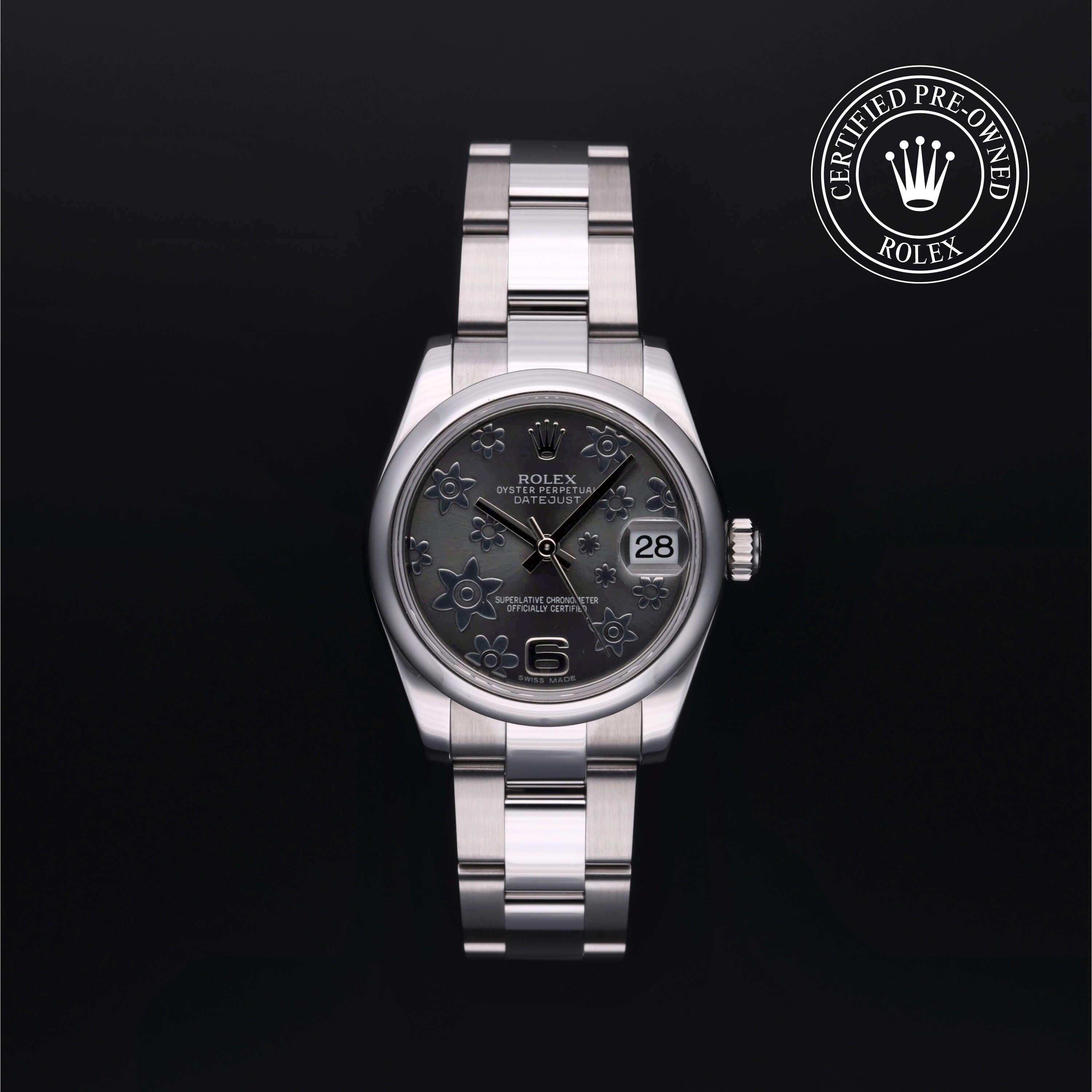 Rolex Certified Pre-owned Lady Datejust M178240-0040 front on black background